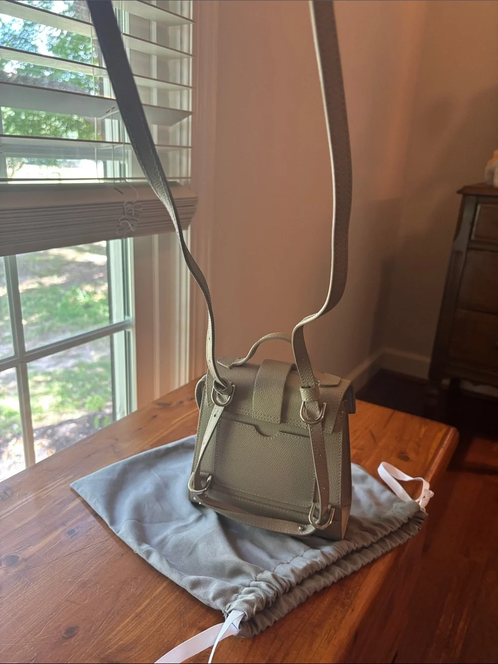 Senreve Pebbled Taupe Mini Satchel Backpack